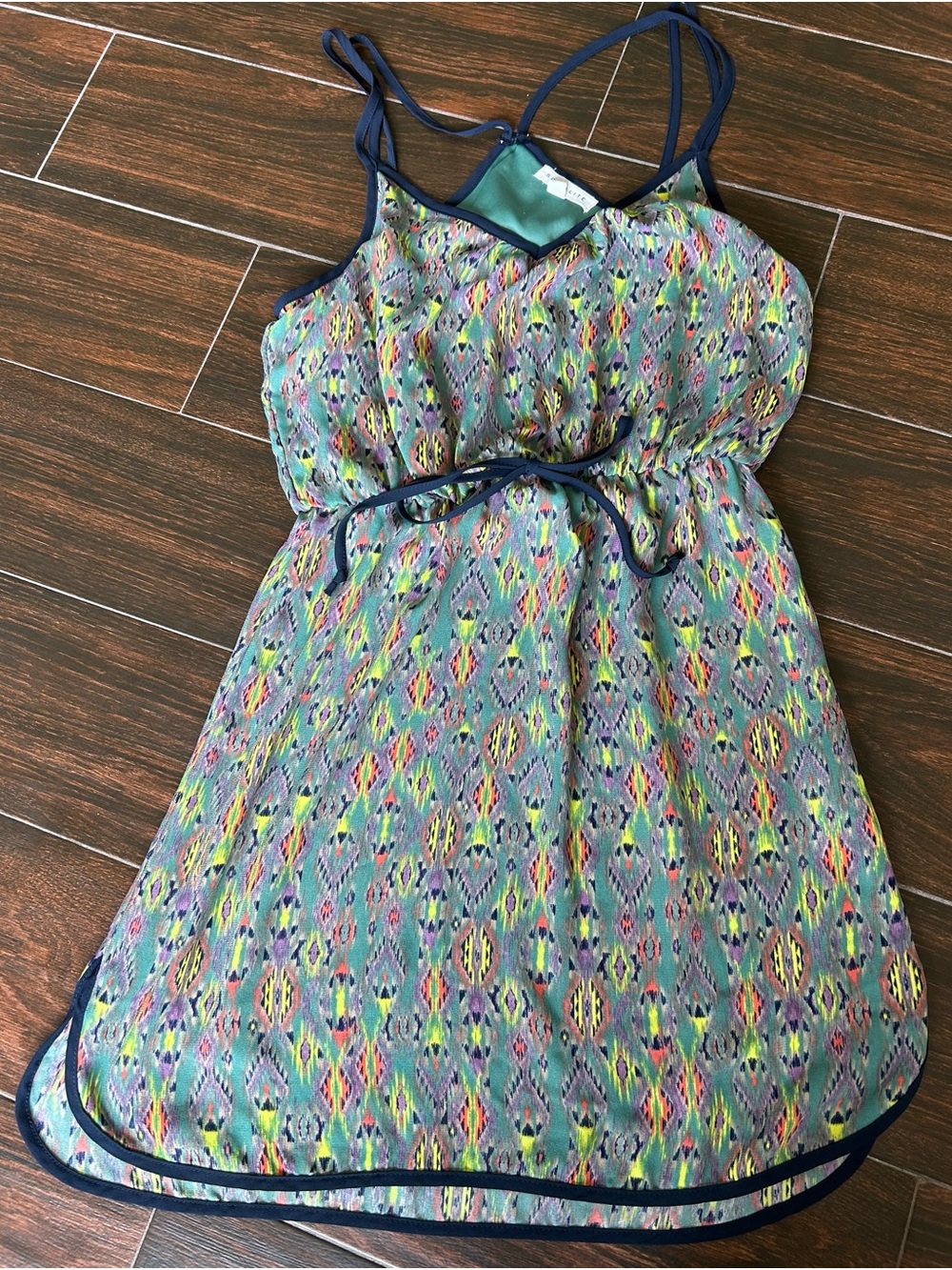 Sleeveless Strappy Multicolor southwestern Printed Sundress size s